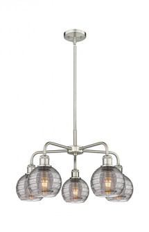 Athens Deco Swirl - 5 Light - 24 inch - Satin Nickel - Chandelier (3442|516-5CR-SN-G1213-6SM)