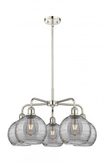 Athens Deco Swirl - 5 Light - 26 inch - Polished Nickel - Chandelier (3442|516-5CR-PN-G1213-8SM)