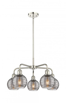 Athens Deco Swirl - 5 Light - 24 inch - Polished Nickel - Chandelier (3442|516-5CR-PN-G1213-6SM)