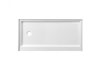 60x30 inch Single threshold shower tray left drain in glossy white (758|STY01-L6030)