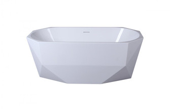 59 Inch Soaking Diamond Style Bathtub in Glossy White (758|BT21159GW)