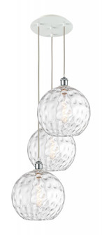 Athens Water Glass - 3 Light - 19 inch - White Polished Chrome - Cord Hung - Multi Pendant (3442|113B-3P-WPC-G1215-12)