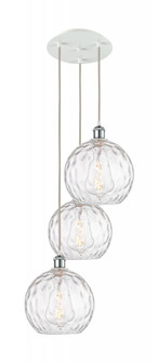 Athens Water Glass - 3 Light - 17 inch - White Polished Chrome - Cord Hung - Multi Pendant (3442|113B-3P-WPC-G1215-10)