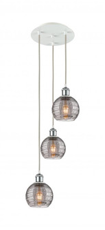 Athens Deco Swirl - 3 Light - 12 inch - White Polished Chrome - Cord Hung - Multi Pendant (3442|113B-3P-WPC-G1213-6SM)