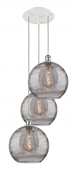Athens Deco Swirl - 3 Light - 19 inch - White Polished Chrome - Cord Hung - Multi Pendant (3442|113B-3P-WPC-G1213-12SM)