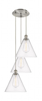 Berkshire - 3 Light - 19 inch - Brushed Satin Nickel - Cord Hung - Multi Pendant (3442|113B-3P-SN-GBC-124)