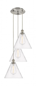 Berkshire - 3 Light - 19 inch - Brushed Satin Nickel - Cord Hung - Multi Pendant (3442|113B-3P-SN-GBC-122)