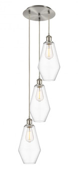 Cindyrella - 3 Light - 14 inch - Brushed Satin Nickel - Cord Hung - Multi Pendant (3442|113B-3P-SN-G652-7)