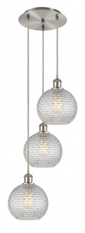 Athens - 3 Light - 15 inch - Brushed Satin Nickel - Cord Hung - Multi Pendant (3442|113B-3P-SN-G122C-8CL)