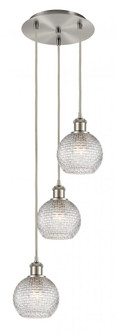 Athens - 3 Light - 12 inch - Brushed Satin Nickel - Cord Hung - Multi Pendant (3442|113B-3P-SN-G122C-6CL)