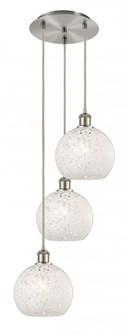 White Mouchette - 3 Light - 15 inch - Brushed Satin Nickel - Cord Hung - Multi Pendant (3442|113B-3P-SN-G1216-8WM)