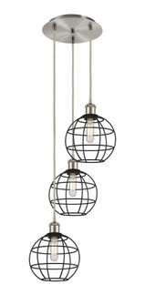Lake Placid - 3 Light - 15 inch - Brushed Satin Nickel - Cord Hung - Multi Pendant (3442|113B-3P-SN-CE-8-BK)