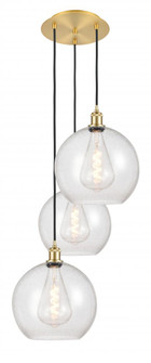 Athens - 3 Light - 18 inch - Satin Gold - Cord Hung - Multi Pendant (3442|113B-3P-SG-G124-12)