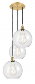 Athens - 3 Light - 18 inch - Satin Gold - Cord Hung - Multi Pendant (3442|113B-3P-SG-G122-12)