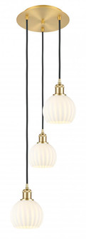 White Venetian - 3 Light - 13 inch - Satin Gold - Cord Hung - Multi Pendant (3442|113B-3P-SG-G1217-6WV)