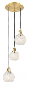 White Mouchette - 3 Light - 13 inch - Satin Gold - Cord Hung - Multi Pendant (3442|113B-3P-SG-G1216-6WM)