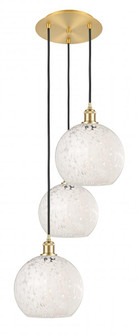 White Mouchette - 3 Light - 17 inch - Satin Gold - Cord Hung - Multi Pendant (3442|113B-3P-SG-G1216-10WM)