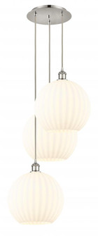 White Venetian - 3 Light - 19 inch - Polished Nickel - Cord Hung - Multi Pendant (3442|113B-3P-PN-G1217-12WV)