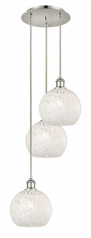 White Mouchette - 3 Light - 15 inch - Polished Nickel - Cord Hung - Multi Pendant (3442|113B-3P-PN-G1216-8WM)