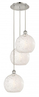 White Mouchette - 3 Light - 17 inch - Polished Nickel - Cord Hung - Multi Pendant (3442|113B-3P-PN-G1216-10WM)