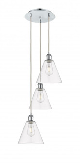 Berkshire - 3 Light - 15 inch - Polished Chrome - Cord Hung - Multi Pendant (3442|113B-3P-PC-GBC-82)