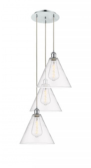 Berkshire - 3 Light - 19 inch - Polished Chrome - Cord Hung - Multi Pendant (3442|113B-3P-PC-GBC-122)