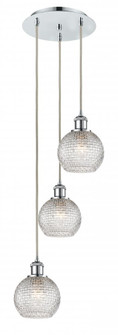 Athens - 3 Light - 12 inch - Polished Chrome - Cord Hung - Multi Pendant (3442|113B-3P-PC-G122C-6CL)