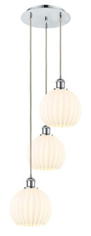 White Venetian - 3 Light - 15 inch - Polished Chrome - Cord Hung - Multi Pendant (3442|113B-3P-PC-G1217-8WV)