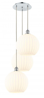 White Venetian - 3 Light - 19 inch - Polished Chrome - Cord Hung - Multi Pendant (3442|113B-3P-PC-G1217-12WV)
