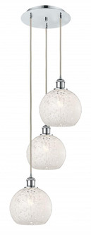 White Mouchette - 3 Light - 15 inch - Polished Chrome - Cord Hung - Multi Pendant (3442|113B-3P-PC-G1216-8WM)