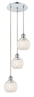 White Mouchette - 3 Light - 13 inch - Polished Chrome - Cord Hung - Multi Pendant (3442|113B-3P-PC-G1216-6WM)