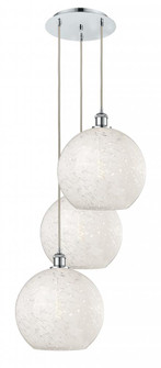 White Mouchette - 3 Light - 19 inch - Polished Chrome - Cord Hung - Multi Pendant (3442|113B-3P-PC-G1216-12WM)