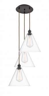 Berkshire - 3 Light - 19 inch - Oil Rubbed Bronze - Cord Hung - Multi Pendant (3442|113B-3P-OB-GBC-122)