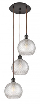 Athens - 3 Light - 15 inch - Oil Rubbed Bronze - Cord Hung - Multi Pendant (3442|113B-3P-OB-G122C-8CL)