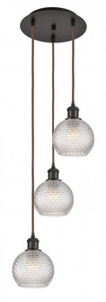 Athens - 3 Light - 12 inch - Oil Rubbed Bronze - Cord Hung - Multi Pendant (3442|113B-3P-OB-G122C-6CL)