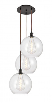 Athens - 3 Light - 18 inch - Oil Rubbed Bronze - Cord Hung - Multi Pendant (3442|113B-3P-OB-G122-12)