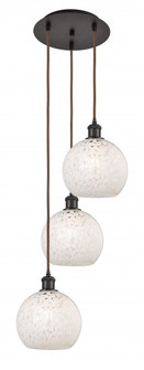 White Mouchette - 3 Light - 15 inch - Oil Rubbed Bronze - Cord Hung - Multi Pendant (3442|113B-3P-OB-G1216-8WM)