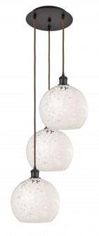 White Mouchette - 3 Light - 17 inch - Oil Rubbed Bronze - Cord Hung - Multi Pendant (3442|113B-3P-OB-G1216-10WM)