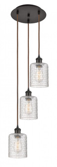 Cobbleskill - 3 Light - 12 inch - Oil Rubbed Bronze - Cord Hung - Multi Pendant (3442|113B-3P-OB-G112C-5CL)