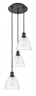 Bristol - 3 Light - 14 inch - Matte Black - Cord Hung - Multi Pendant (3442|113B-3P-BK-GBD-752)