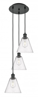 Berkshire - 3 Light - 15 inch - Matte Black - Cord Hung - Multi Pendant (3442|113B-3P-BK-GBC-84)