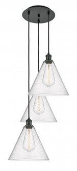Berkshire - 3 Light - 19 inch - Matte Black - Cord Hung - Multi Pendant (3442|113B-3P-BK-GBC-124)