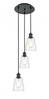 Ellery - 3 Light - 12 inch - Matte Black - Cord Hung - Multi Pendant (3442|113B-3P-BK-G392)