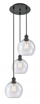 Athens - 3 Light - 15 inch - Matte Black - Cord Hung - Multi Pendant (3442|113B-3P-BK-G124-8)