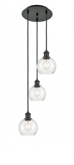 Athens - 3 Light - 12 inch - Matte Black - Cord Hung - Multi Pendant (3442|113B-3P-BK-G124-6)