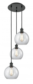 Athens - 3 Light - 15 inch - Matte Black - Cord Hung - Multi Pendant (3442|113B-3P-BK-G122-8)