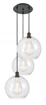Athens - 3 Light - 18 inch - Matte Black - Cord Hung - Multi Pendant (3442|113B-3P-BK-G122-12)