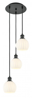 White Venetian - 3 Light - 13 inch - Matte Black - Cord Hung - Multi Pendant (3442|113B-3P-BK-G1217-6WV)