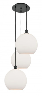 Athens - 3 Light - 18 inch - Matte Black - Cord Hung - Multi Pendant (3442|113B-3P-BK-G121-12)