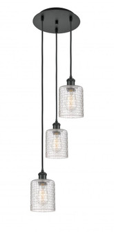 Cobbleskill - 3 Light - 12 inch - Matte Black - Cord Hung - Multi Pendant (3442|113B-3P-BK-G112C-5CL)